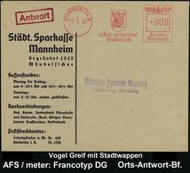 GRIECHISCHE & RÖMISCHE MYTHOLOGIE : MANNHEIM 1/ STÄDT.SPARKASSE 1939 (10.3.) AFS = Vogel Greif (= Wächter D. Goldes M.Wa - Mythologie