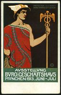 GRIECHISCHE & RÖMISCHE MYTHOLOGIE : München 1913 (Juni) PP 5 Pf. Luitpold, Grün: Ausstellung Büro- U. Geschäftshaus = He - Mythology