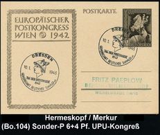 GRIECHISCHE & RÖMISCHE MYTHOLOGIE : DRESDEN/ TAG DER BRIEFMARKE/ GDS 1943 (10.1.) SSt = Merkur-Kopf Auf Sonder-P. 6 + 4  - Mythologie