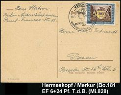 GRIECHISCHE & RÖMISCHE MYTHOLOGIE : MÜNCHEN/ HDB/ TAG DER BRIEFMARKE/ GDS 1943 (10.1.) SSt = Merkurkopf Auf EF 6 + 24 Pf - Mythologie