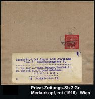 GRIECHISCHE & RÖMISCHE MYTHOLOGIE : ÖSTERREICH 1916 2 H. Privat-Zeitungs-SB "Kleiner Merkurkopf", Rot (Gesicht N.links)  - Mythology