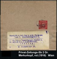 GRIECHISCHE & RÖMISCHE MYTHOLOGIE : ÖSTERREICH 1916 2 H. Privat-Zeitungs-SB "Kleiner Merkurkopf", Rot (Gesicht N.links)  - Mitologia