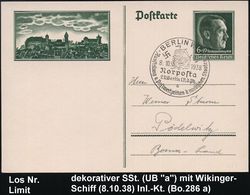 WIKINGER : BERLIN W50/ Norposta../ A/ Ausstellung V.Postwertzeichen Der Nordischen Staaten 1938 (8.10.) SSt = Wikingersc - Altri & Non Classificati