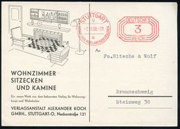 ARCHITEKTUR / ARCHITEKTEN / BAUSTILE : STUTTGART/ 9/ A/ SDA/ DEUTSCHES/ REICH 1938 (7.1.) PFS 3 Pf. Achteck Auf Monochro - Autres & Non Classés