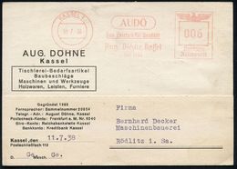 BAUSTOFFE / BAUGERÄTE & -MASCHINEN : KASSEL 1/ AUDÖ/ Das Zeichen Für Qualität.. 1938 (11.7.) AFS Auf Firmenkt.: AUG. DÖH - Other & Unclassified