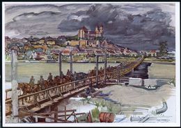 BRÜCKEN : DEUTSCHES REICH 1941 (7.9.) PP 6 Pf. Posthorn, Viol.: Pontonbrücke Mit Bespannter Artillerie Bei Breisach Von  - Ponti