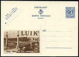 BRÜCKEN : BELGIEN 1951 BiP 90 C. Löwe, Blau: LUIK/ STAD VANHET GUL ONTHAAL = Ourthe-Brücke (mit 4 Säulen U. Engeln, Stad - Ponts