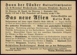 ASIATISCHE GESCHICHTE : BERLIN NW 7/ Mo/ Deutsches/ Reich 1941 (26.8.) PFS 3 Pf. Adler Auf Reklame-Kt.: Haus Der Länder  - Andere & Zonder Classificatie