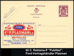 FORD : BELGIEN 1946 65 C. Reklame-P:  F O R D /ETS. P. PLASMAN S.A./BRUXELLES.. (Ford-Logo) Ungebr. (Mi.P222 A I/679) - Voitures