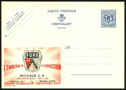 FORD : BELGIEN 1951 90 C. Blau  Reklame-P:  F O R D / L'EMBLEME DE LA PERFECTION/ MICHAUX S.A./ MOULU.. (= Ford-Kühlerlo - Voitures