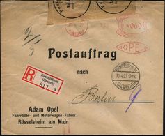 OPEL / GENERAL MOTORS : RÜSSELSHEIM/ *(HESSE)a/ OPEL 1927 (30.4.) Seltene AFS-Type Mit Stern Und UB "a", *060 Pf. (altes - Autos