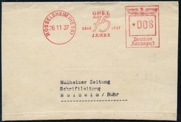 OPEL / GENERAL MOTORS : RÜSSELSHEIM (HESS)/ OPEL/ 1862 1937/ 75/ JAHRE 1937 (26.11.) Seltener Jubil.-AFS Klar Auf Kleine - Auto's