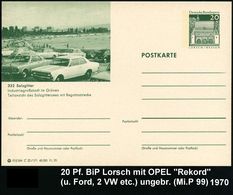 OPEL / GENERAL MOTORS : 332 Salzgitter 1968/70 BiP 20 Pf. Lorsch, Grün: Parkplatz Mit Opel "Rekord" (u. Ford, VW) Ungebr - Auto's