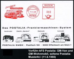 OPEL / GENERAL MOTORS : B.R.D. 1980 (11.6.) AFS: VORFÜHRSTEMPEL/POSTALIA/MARQUE/Reisemobile (= 2 GM-Wohnmobile) Seltene  - Voitures