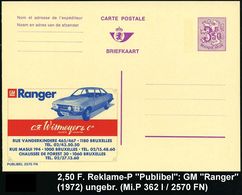 OPEL / GENERAL MOTORS : BELGIEN 1972 3,50 F. Reklame-P., Wappenlöwe, Viol.: GM Ranger/C. F. Wismeyer & Co.. = Ranger Lim - Cars