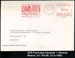 OPEL / GENERAL MOTORS : FINNLAND 1965 AFS: SEINÄJOKI/2412/ VIVA/ VAUXHALL (Logo) Klar Auf Etw. Verkürztem Firmen-Bf. - Autos