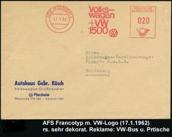 VOLKSWAGEN / VW / K.-D.-F.-WAGEN / PORSCHE : (17a) PFORZHEIM 1/ Volks-/ Wagen/ +VW/ 1500/ VW 1962 (17.1.) AFS = VW-Logo  - Automobili