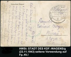 VOLKSWAGEN / VW / K.-D.-F.-WAGEN / PORSCHE : STADT DES KDF-WAGENS/ BEI/ FALLERSLEBEN/ G 1943 (23.11.) HWSt, UB "g" + Grü - Voitures