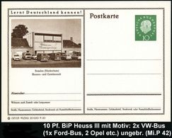 VOLKSWAGEN / VW / K.-D.-F.-WAGEN / PORSCHE : Straelen (Niederrhein) 1960 10 Pf. BiP Heuss III, Grün: Blumen-Versteigerun - Autos