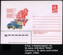 LASTKRAFTWAGEN / LKW : UdSSR 1983 5 Kop. U Verkehrsmittel, Lilarot: 25 Jahre Lenin-Orden An LKW-Werk KRAZ (Ukraine) = LK - Camion