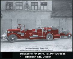 SPEZIAL-KFZ / BAU-KFZ / KRAN-KFZ : 4503 DISSEN AM TEUTOBURGER WALD/ 110-JAHR-FEIER/ FREIWILLIGE FEUERWEHR 1985 (14.6.) S - Vrachtwagens