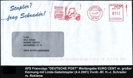 SPEZIAL-KFZ / BAU-KFZ / KRAN-KFZ : 45141 ESSEN 108/ C014954/ Hans-Joachim/ SCHRADER.. 2001 (4.4.) AFS = Gabelstapler Auf - LKW
