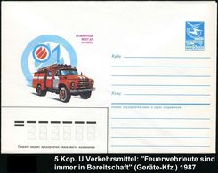 SPEZIAL-KFZ / BAU-KFZ / KRAN-KFZ : UdSSR 1975 4 Kop. U Staatswappen, Rot: Schaumlösch-LKW (u. Feuerwehr-Wappen) Ungebr. - Camion