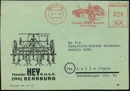 TRAKTOR / RAUPENSCHLEPPER : BERNBURG/ Theodor HEY GmbH.. 1948 (31.7.) Dekorat. AFS (Spezial-Traktor) Auf Reklame-Vorders - Autos