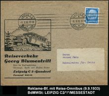 OMNIBUS / OMNIBUS-HERSTELLER : LEIPZIG C2/ **/ MESSESTADT 1933 (9.9.) BdMWSt (6 Striche) Auf Reklame-Bf.: Reiseverkehr,  - Busses