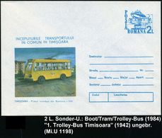 OMNIBUS / OMNIBUS-HERSTELLER : RUMÄNIEN 1984 (6.7.) 2 L. Sonder-U. "Trolleybus, Tram, Boot" (Trolleybus 1942) + Motivgl. - Bussen