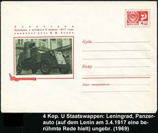 KRAFTFAHR-TRUPPEN / MILITÄR-KFZ. (ohne PANZER) : UdSSR 1969 4 Kop. U Staatswappen Rot: Panzerauto Von 1917, Leningrad (v - Cars