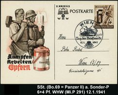 GEPANZERTE KRAFTFAHRZEUGE / PANZER : WIEN/ Tag Der Briefmarke 1941 (12.1.) SSt = Panzer II Auf Sonder-P. 6 + 4 Pf. WHW ( - Sonstige (Land)