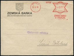 CSR-BESETZUNG 1939 : BÖHMEN & MÄHREN 1939 (23.8.) CSR-AFS Francotyp Unverändert: PRAHA 1/ZEMSKA BANKA.. Auf Inl.-Firmen- - Other & Unclassified