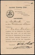 F A H R R A D  / INDUSTRIE & ZUBEHÖR : GROSSBRITANNIEN 1898 (Dez.) Amtl. Frage-P 1 P. Victoria Rot  + Zudruck: Cyclists  - Sonstige (Land)