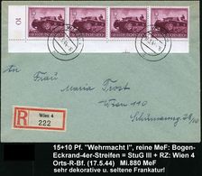 GEPANZERTE KRAFTFAHRZEUGE / PANZER : DEUTSCHES REICH 1944 (17.5.) 15 + 30 Pf. Sturmgeschütz III, Reine MeF: Bogen-Unterr - Altri (Terra)