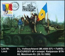 GEPANZERTE KRAFTFAHRZEUGE / PANZER : RUMÄNIEN 1990 "1.Jahrestag Volksaufstand V.1989", 3 Verschied. Maximum-Ak..: Sowjet - Autres (Terre)