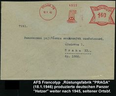 GEPANZERTE KRAFTFAHRZEUGE / PANZER : TSCHECHOSLOWAKEI 1946 (18.1.) Seltener AFS: PRAHA 79/P R A G A (= Ehem. Böhmisch-Mä - Sonstige (Land)