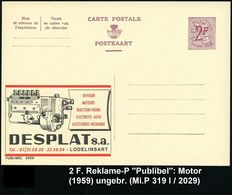 MOTOR & MOTORZUBEHÖR : BELGIEN 1959 2 F. Reklame-P, Weinrot: REVISION/MOTEURS../DESPLAT S.a. = Motor , Ungebr. (Mi.P 319 - Voitures