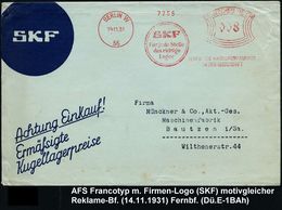 AUTOZUBEHÖR / KRAFTFAHRZEUGZUBEHÖR : BERLIN W/ 56/ SKF../ VEREINIGTE KUGELLAGERFABRIKEN/ AG 1931 (14.11.) AFS = Firmen-L - Voitures