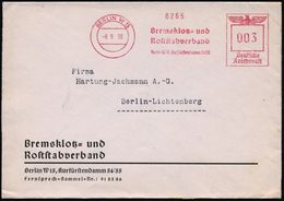 AUTOZUBEHÖR / KRAFTFAHRZEUGZUBEHÖR : BERLIN W 15/ Bremsklotz= Und/ Roststabverband.. 1938 (8.9.) Seltener AFS Auf Vordru - Voitures