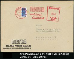 AUTOZUBEHÖR / KRAFTFAHRZEUGZUBEHÖR : (16) FRANKFURT (MAIN) 3/ MATRA/ Verbürgt/ Qualität 1950 (5.7.) AFS Auf 2 Pf. NoB (= - Auto's