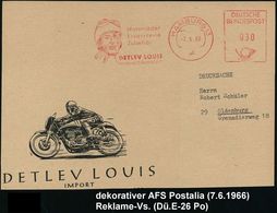 MOTORRAD & ZUBEHÖR : 2 HAMBURG 13/ Motorräder/ Ersatzteile/ ..DETLEV LOUIS 1968 (7.6.) AFS (= Kopf Mit Motorrad-Helm U.  - Motorfietsen