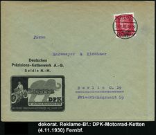 MOTORRAD & ZUBEHÖR : SOLDIN/ (NEUMARK) 1930 (24.11.) 1K-Brücke Auf Reklame-Bf: Deutsche Präzisions-Kettenwerk AG, DPK =  - Moto