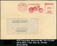 MOTORRAD & ZUBEHÖR : 9360 ZSCHOPAU/ MZ-STADT ZSCHOPAU 1972 (28.7.) AFS Mit Klischee-Defekt = Motorrad "MZ" (nach Rechts; - Motorfietsen