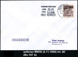 FAHRBARE & MOBILE POSTÄMTER : 28 BREMEN OPD/ Ma/ FAHRENDE POSTSCHULE/ LERNE/ DEINE/ POST KENNEN 1969 (4.11.) Seltener MW - Automobili