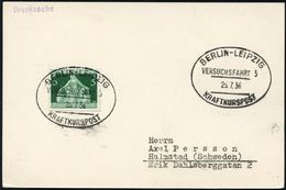 KRAFTKURSPOST : BERLIN-LEIPZIG/ VERSUCHSFAHRT 5/ KRAFTKURSPOST 1936 (25.7.) Oval-St Von Der Letzten Fahrt Klar Auf Inl.K - Automobili