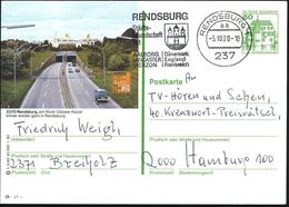 STRASSE / VERKEHRSWEGE / AUTOBAHN : 2370 Rendsburg Am Nord-Ostsee-Kanal 1980 50 Pf. BiP Burgen, Grün: BAB-Tunnel Am Nord - Automobili