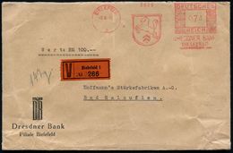 BANK / GELD : BIELEFELD/ 2/ DRESDNER BANK.. 1943 (3.6.) AFS 074 Pf. (Wappen Mit Pferd) + V-Zettel: Bielefeld 1 , Rs. 3 L - Unclassified