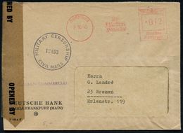 BANK / GELD : FRANKFURT (MAIN) 1/ Post-/ Schließfach/ 359 Bus 366 1945 (2.10.) Anonymisierter AFS "Reichsadler" Unveränd - Non Classés