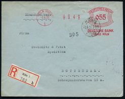 BANK / GELD : KÖLN (RHEIN)/ 1/ DEUTSCHE BANK.. 1927 (3.6.) AFS 055 Pf. + RZ: Köln 1/h + Tagesstempel (Bf. Rs. Klappenriß - Ohne Zuordnung